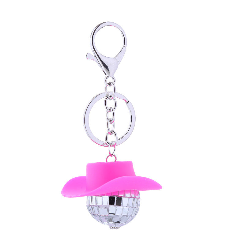 Llavero de espejo de disco de bola de sombrero retro de estilo retro al por mayor